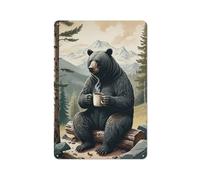 Personalized Door Sticker Rustic Cabin Art Coffee Bear Metal Beer Signs Bar Signs for Home,Pet Lovers,Restaurant,Kitchen M