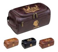 Personalized Dopp Kit for Men, Custom Leather Toiletry Bag, Engraved Shaving Kit, Gifts for Husband, Dad, Groomsmen, Birthday, Christmas, Father's Day