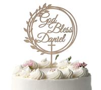 Personalized Dove with Cross Mi Bautizo Cake Topper,13 Colors Custom Baptism Cake Decoration with Name and Date for Christening Religious Baptism,Baby Shower,Birthday Party (Style1)