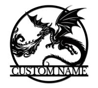 Personalized Dragon Metal Sign, Custom Monogram Wall Art, Fantasy Name Plaque, Dragon Lover Gift, Medieval Nursery Decor (Style-7)