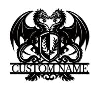 Personalized Dragon Metal Sign, Custom Monogram Wall Art, Fantasy Name Plaque, Dragon Lover Gift, Medieval Nursery Decor (Style-6)