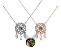 Personalized Dream Catcher Projection Necklace for Women Silver Custom I Love You 100 Languages Necklace Photo Projection Necklaces Customized Gift for Christmas Birthday Anniversary,Style 10