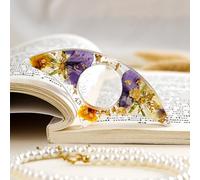 Personalized Dried Flower Resin Book Page Holder, Thumb Book Holder for Christmas Stocking Gifts, Personalized Flower Homemade Thumb Ring Page Reading Accessories (Style 2)