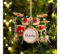 Personalized Drum Christmas Tree Ornament Custom Name 3D Ornaments Gifts for Drummers Rock Music Enthusiasts & Percussion Instrument Lovers