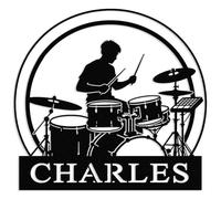 Personalized Drummer Metal Sign, Custom Drum Set Wall Art, Music Room Decor for Drummers, Drummer Gift for Men, Studio & Band Room Drum Theme Plaque, 8-24 Inches (A)
