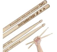 Personalized Drumsticks 5A/7A with Custom Laser Engraved Text/Logo/Name Wooden Drum sticks, Personalized Gift for Musicians, Drummer, Band - Musical Instruments (5A)