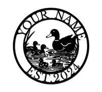 Personalized Duck Metal Farm Sign, Custom Duck Plaque, Rustic Waterfowl Decor, Pondside Cottage Art, Farmhouse Wall Hanging (Style-4)