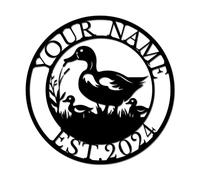 Personalized Duck Metal Farm Sign, Custom Duck Plaque, Rustic Waterfowl Decor, Pondside Cottage Art, Farmhouse Wall Hanging (Style-5)