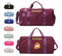 Personalized Duffle Bag with Embroidery Name/Color Print Logo, Sports Yoga Dance Gym Bag, Waterproof Dufflebag Weekend Getaway for Women Men, with Shoe and Wet Clothes Compartments-Wine Red