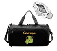 Personalized Duffle Travel Bag with Name/Logo, Sports Yoga Dance Gym Bag, Waterproof Dufflebag Weekend Getaway for Women Men, with Shoe and Wet Clothes Compartments-Black