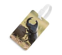 Personalized Dung Beetle Luggage Tag Cute Suitcase Label for Travel Luggage Identifier with Secure Strap Name Address Tel Unique Backpack Handbag Tag for Men Women White