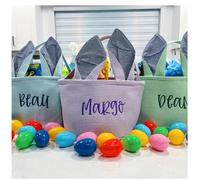 Personalized Easter Basket with Name, Easter Bunny Basket, Easter Gift for Kids, Cute Easter Basket, Embroidered Easter Basket (Embroidered name)