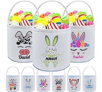 Personalized Easter Basket with Name for Kids Custom Canvas Easter Buny Tote Gift Bags for Baby Boys Girls