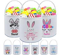 Personalized Easter Basket with Name for Kids Custom Canvas Easter Buny Tote Gift Bags for Baby Boys Girls