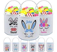 Personalized Easter Basket with Name for Kids Custom Canvas Easter Buny Tote Gift Bags for Baby Boys Girls