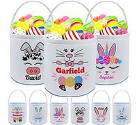 Personalized Easter Basket with Name for Kids Custom Canvas Easter Buny Tote Gift Bags for Baby Boys Girls