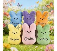 Personalized Easter Bunny Plush Custom Easter Basket Stuffers Peep Bunny Rabbit Stuffed Animals with Name, 2026 Easter Decoration for Home Bedroom Living Room Sofa Couch Gifts for Girls Boys