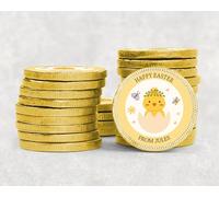 Personalized Easter Chocolate Coins - Luxury Gold - Foiled Discs, Custom Gifts for Hunts, Baskets and Unique Treats - Yellow Chick 30