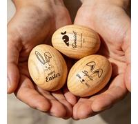 Personalized Easter Egg Shaker with Custom Engraving Text, Wooden Musical Egg Maracas,Easter Basket Stuffers, Hand Instrument First Easter Gifts Ideas for Decor Birthday Education Party (Wooden eggs)