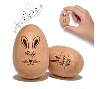 Personalized Easter Egg Shaker with Custom Engraving Text, Wooden Musical Egg Maracas,Easter Basket Stuffers, Hand Instrument First Easter Gifts Ideas for Decor Birthday Education Party (Ringing eggs)