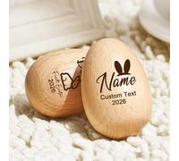 Personalized Easter Eggs 2026 Wooden Musical Easter Egg Shaker with Engraved Name Text Custom Gifts for Kids Baby (musical egg shakers)