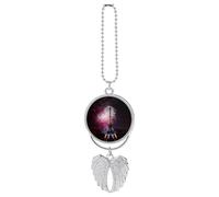 Personalized Eiffel Tower Fireworks Car Rearview Mirror Ornament Double Side Custom Photo Picture Car Hanging Pendant Accessories Alloy Angel Wings Vehicle Decoration Silver