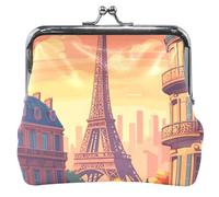Personalized Eiffel Tower Paris City Sunset Women's Coin Purses & Pouches Kiss Lock Small Pouch Coin Wallet