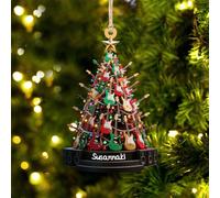 Personalized Electric Guitar Christmas Tree Ornament Custom Name 3D Acrylic Decoration Gifts for Rock Band Music Lovers, Bass Guitarists & Musical Instruments Enthusiasts