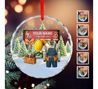 Personalized Electrician Christmas Ornament, Custom Come Home Safe Tradesman Crystal Hanging Ornament for Christmas Tree, Holiday Keepsake Gift for Dad Papa Tradesman Lineman Handyman