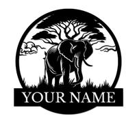 Personalized Elephant Metal Wall Art, Custom Name Sign, Jungle Themed Decor, Animal Lover Gift, Rustic Steel Art, Wildlife Home Decor, Unique Birthday Present (Style-8)