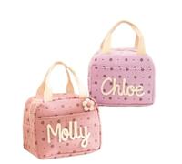 Personalized Embroidered Corduroy Lunch Bag for Kids, Custom Name Insulated Lunch Tote, Toddler Gift, Back to School Gift