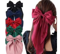 Personalized Embroidered Hair Bows For Girls, Custom Name Large Satin Bow Clip, Handcrafted Monogram Hair Accessories For School, Birthday Party Gifts, Unique Coquette Aesthetic Bows