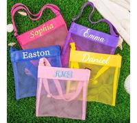 Personalized Embroidered Name Mesh Sea Shell Bag Custom Mesh Seashell Bag Birthday Party Gifts (25x24cm)