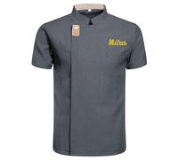 Personalized Embroidered Short Sleeve Chef Jacket, Custom Chef Coat Uniform for Men & Women, Perfect for Hotel, Kitchen & Restaurant Work Wear (Gray)