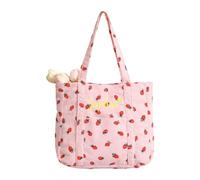 Personalized Embroidered Strawberry Corduroy Tote Bag, Custom Strawberry Shoulder Bag, Embroidered Tote Bags, Multicolor