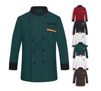 Personalized Embroidery Chef Shirt,Long Sleeve with Name Letter Embellishments,Classic Chef Coat Double Breasted Buttons,Unisex Custom Chef Uniform for Kitchen Professionals