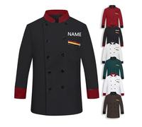 Personalized Embroidery Chef Shirt,Long Sleeve with Name Letter Embellishments,Classic Chef Coat Double Breasted Buttons,Unisex Custom Chef Uniform for Kitchen Professionals