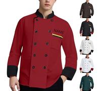 Personalized Embroidery Chef Shirt,Long Sleeve with Name Letter Embellishments,Classic Chef Coat Double Breasted Buttons,Unisex Custom Chef Uniform for Kitchen Professionals