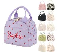 Personalized Embroidery Customizable Name Lunch Bag, Corduroy Material, Size 25.4x19x18cm, 9.5L, Double Zipper Design, Multiple Choices (Purple)