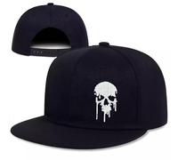 Personalized Embroidery Flat Bill Hats for Men Snapback Hats for Boys Skull Caps Snap Back Men's Horror Embroidered Baseball Cap Cool Teen Boy Caps Trucker Hat Flat Brim