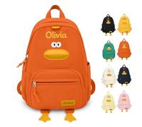 Personalized Embroidery Name Toddler Backpack, Cute 3D Duck Nursery Backpack, Waterproof Nylon With Padded Straps Kids Backpack, Suitable For Nurseries, Classrooms, Outdoor (Brown)