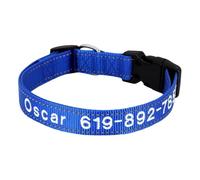 Personalized Embroidery Reflective Adjustable Nylon Dog ID Name Phone Number Collar Suitable For Poodle Shiba Inu Bulldog,H,XL