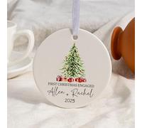 Personalized Engagement Gift Ornament, Custom First Christmas Keepsake with Name, Hanging Decorations Xmas Gifts for Newly Engaged Couples (Style 9)