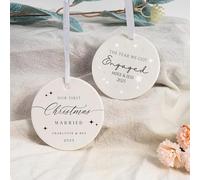 Personalized Engagement Gift Ornament, Custom Keepsake with Name, Hanging Decorations Gifts for Newly Engaged Couples Bride to Be (Style 3)