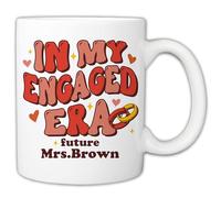 Personalized Engagement Gifts for Women - In My Engaged Era 11oz Mug, Bride to be Gift, Bachelorette Party Favors for Fiancee, Custom Future Mrs Announcement Reveal