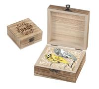 Personalized Engraved 2 Pcs Dad Fish Shape Fishing Lures with Wooden Box Set, Custom Name Father's day Metal Fishing Lure Hook for Men Husband, Fathers day Fisherman Gift for Dad Papa (Style01)