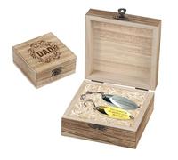 Personalized Engraved 2 Pcs Dad Fish Shape Fishing Lures with Wooden Box Set, Custom Name Father's day Metal Fishing Lure Hook for Men Husband, Fathers day Fisherman Gift for Dad Papa (Style02)