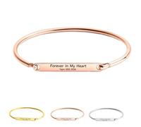 Personalized Engraved Bracelet - Custom Name, Date, Quote - Memorial Gift, Custom Engraved Memorial Bracelet, Personalised Name&Date Open Bracelets for Men Women, Loss of Loved One Gift