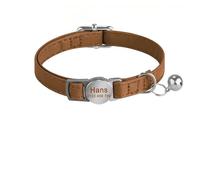 Personalized Engraved Cat Collar Leather Safety Collar Adjustable Custom Necklace With Bell Anti-lost(Blue 2)