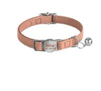 Personalized Engraved Cat Collar Leather Safety Collar Adjustable Custom Necklace With Bell Anti-lost(Red 5)